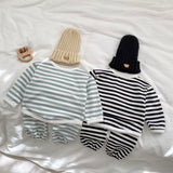 Baby Striped Pattern Cartoon Design Hoodies 2 Pieces Sets by MyKids-USA™