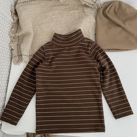 Baby Striped Pattern High Turtle Nack Soft Cotton Comfy Shirt by MyKids-USA™