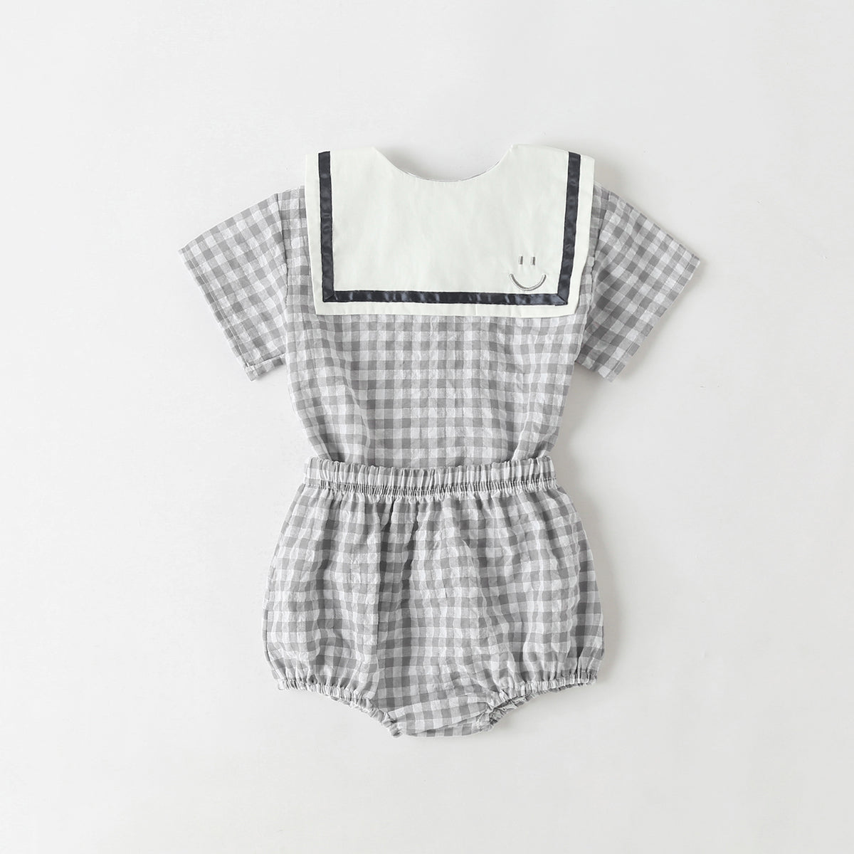 Baby Girl 1pcs Plaid Pattern Contrast Tape Lapel Design Combo Shorts Sets by MyKids-USA™