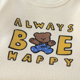 Baby Cartoon Bear & Slogan Pattern Waffle Fabric Tops Combo Solid Shorts 1-Piece Sets by MyKids-USA™