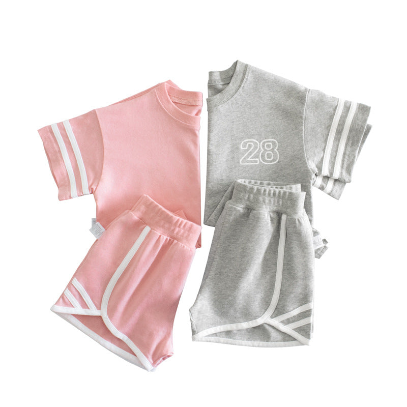 Baby Striped Sleeves Design T-Shirt Combo Shorts Sport Pieces Sets by MyKids-USA™