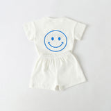 Baby Smiley & Slogan Print Tops Combo Shorts Korean Style Sets by MyKids-USA™