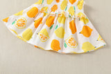 Baby Girl Lemon Fruit Print Sleeveless Dress Combo Short Pants In Sets by MyKids-USA™