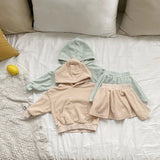 Baby Girl Solid Color Soft Cotton Hoodie With Skirt Sets by MyKids-USA™