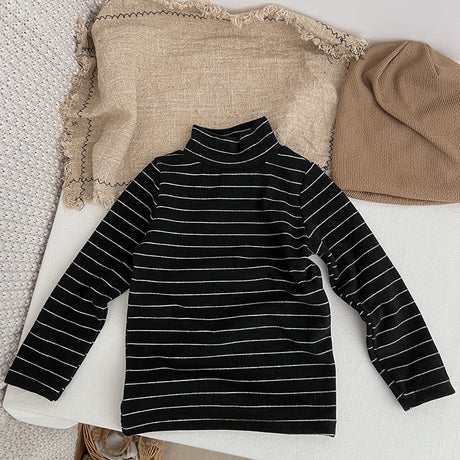 Baby Striped Pattern High Turtle Nack Soft Cotton Comfy Shirt by MyKids-USA™