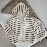 Baby Striped Pattern Single Breasted Design Long Sleeve Coat With Hat by MyKids-USA™