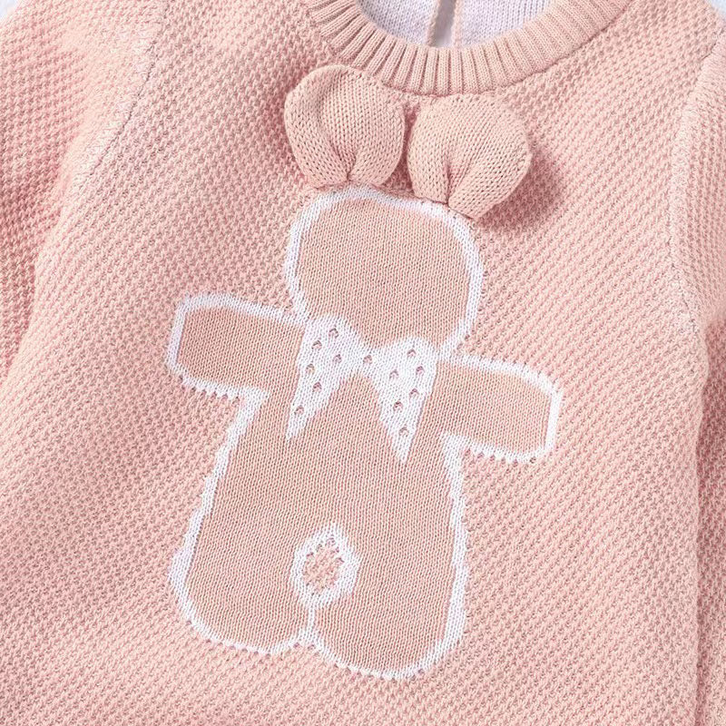 Baby Cartoon Bunny Embroidered Graphic Solid Warm Rompers With Hat by MyKids-USA™