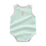 Baby Boy Solid Color Neck Buttoned Design Sleeveless Round Collar Onesies by MyKids-USA™