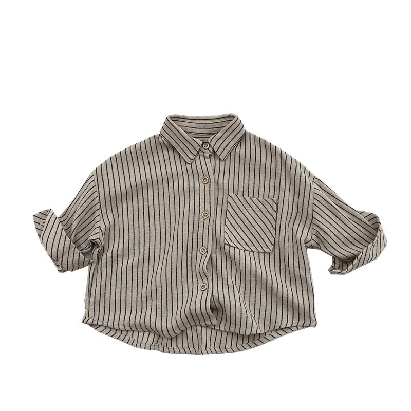 Baby Striped Print Pattern Single Breasted Design Cotton Shirt by MyKids-USA™