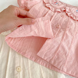 Baby Girl Solid Color Doll Neck Blouses With Strap Dress Sets by MyKids-USA™