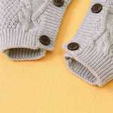 Baby Baby Cable Knitted Pattern Button Front Design Long Sleeve Warm Rompers & Hat by MyKids-USA™