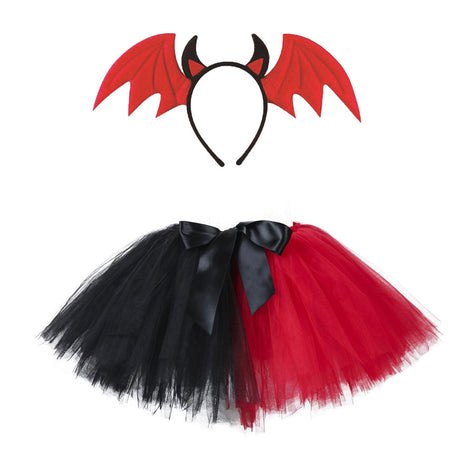 Children’s Halloween Little Ghost Costume Tutu Skirt & Bat Vampire Headband by MyKids-USA™ - Vysn