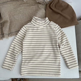 Baby Striped Pattern High Turtle Nack Soft Cotton Comfy Shirt by MyKids-USA™