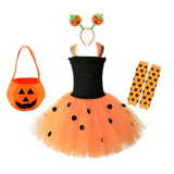 Children’s Halloween Pumpkin Tutu Dress With 3-Pieces Jewelry by MyKids-USA™ - Vysn