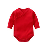 Baby Multi Color Bias Placket With Slanting Button Long Sleeve Onesies by MyKids-USA™