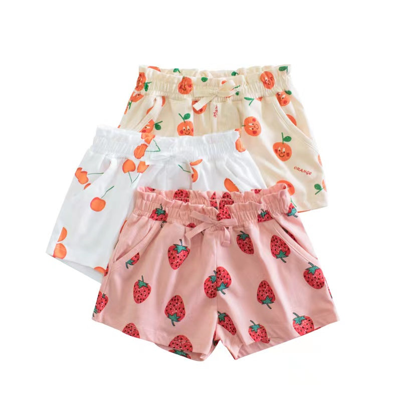 Baby Girl Print Pattern Bow Decoration Short Pants In Summer Outfit Wearing by MyKids-USA™