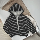 Baby Striped Pattern Single Breasted Design Long Sleeve Coat With Hat by MyKids-USA™