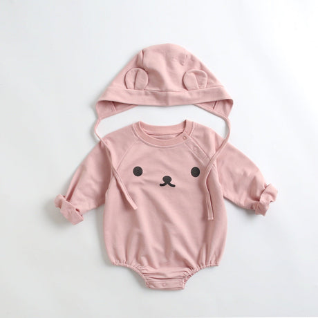 Baby 1pcs Cartoon Print Pattern Long Sleeved Cotton Triangle Onesies With Hat by MyKids-USA™