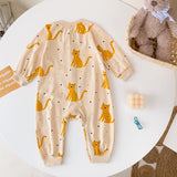 Baby Boy Cartoon Animals Graphic Snap Button Front Design Long Sleeved Romper Jumpsuit by MyKids-USA™