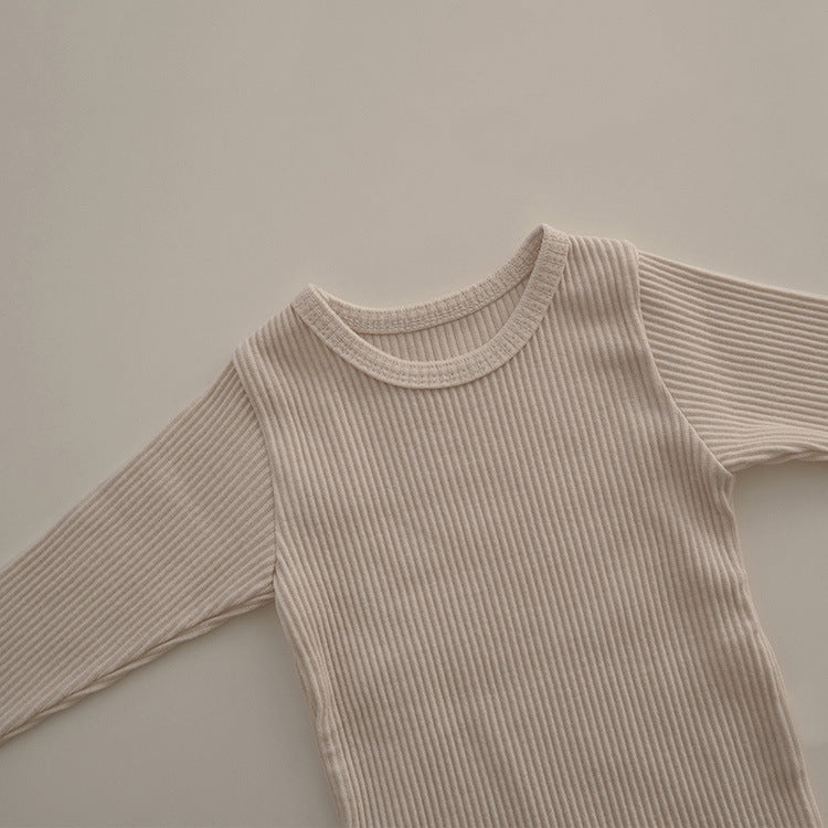 Baby Solid Color Pit Strip Fabric Long Sleeve Bodysuit by MyKids-USA™