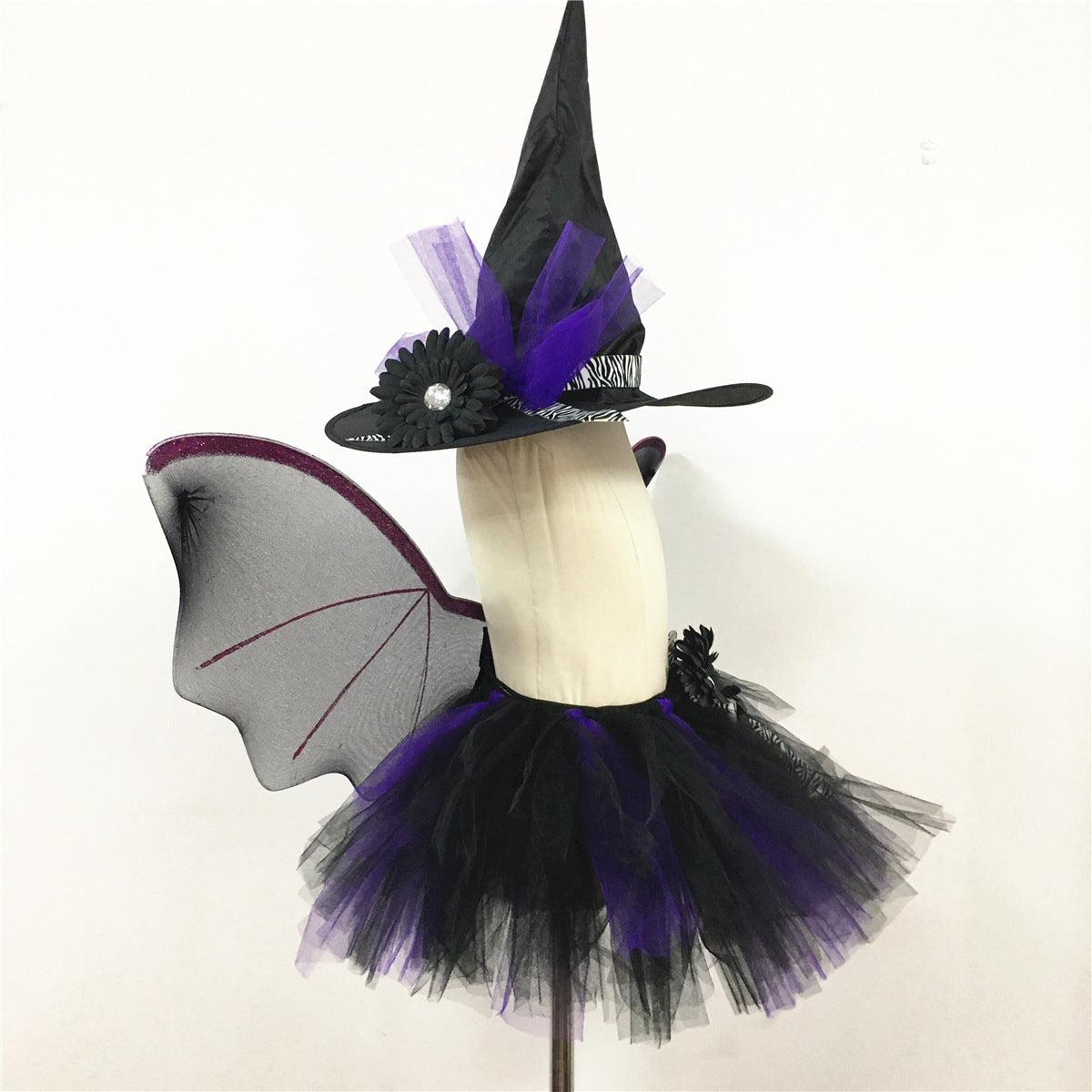 Children’s Halloween Witch Cosplay Hat Skirt Wings 1-Piece Sets by MyKids-USA™ - Vysn