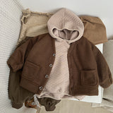 Baby Boy And Girl Solid Color Single Breasted Design V-Neck Thermal Autumn Jacket by MyKids-USA™