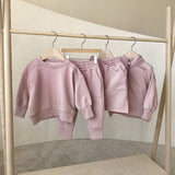 Baby Boy And Girl Solid Color Pullover Hoodies Combo Pants Pieces Sets by MyKids-USA™