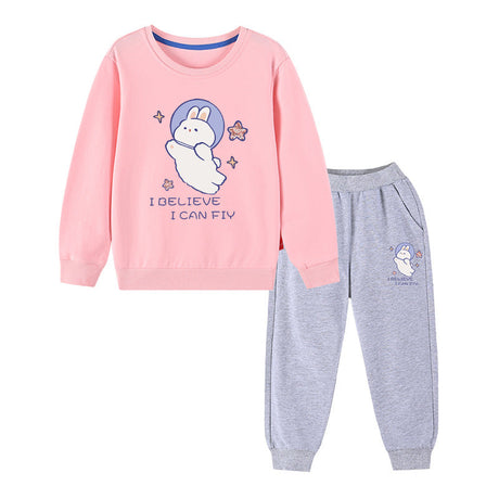 Baby Girl Cute Bunny Graphic Hoodie Combo Loose Trousers Soft Cotton Sets by MyKids-USA™