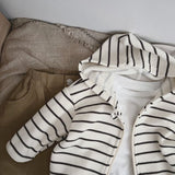 Baby Striped Pattern Single Breasted Design Long Sleeve Coat With Hat by MyKids-USA™