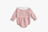 Baby Girl Doll Collar Design Solid Color Long Sleeve Onesies With Buttons by MyKids-USA™