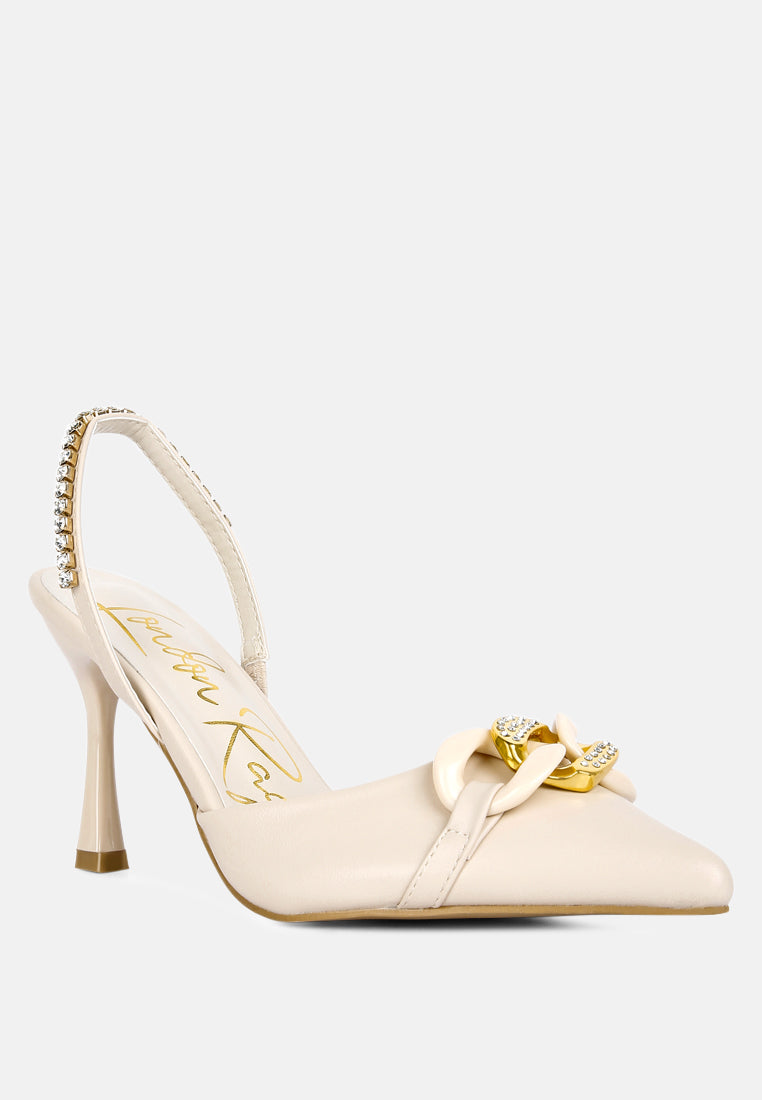 pull me diamante embellished chain sandals by London Rag