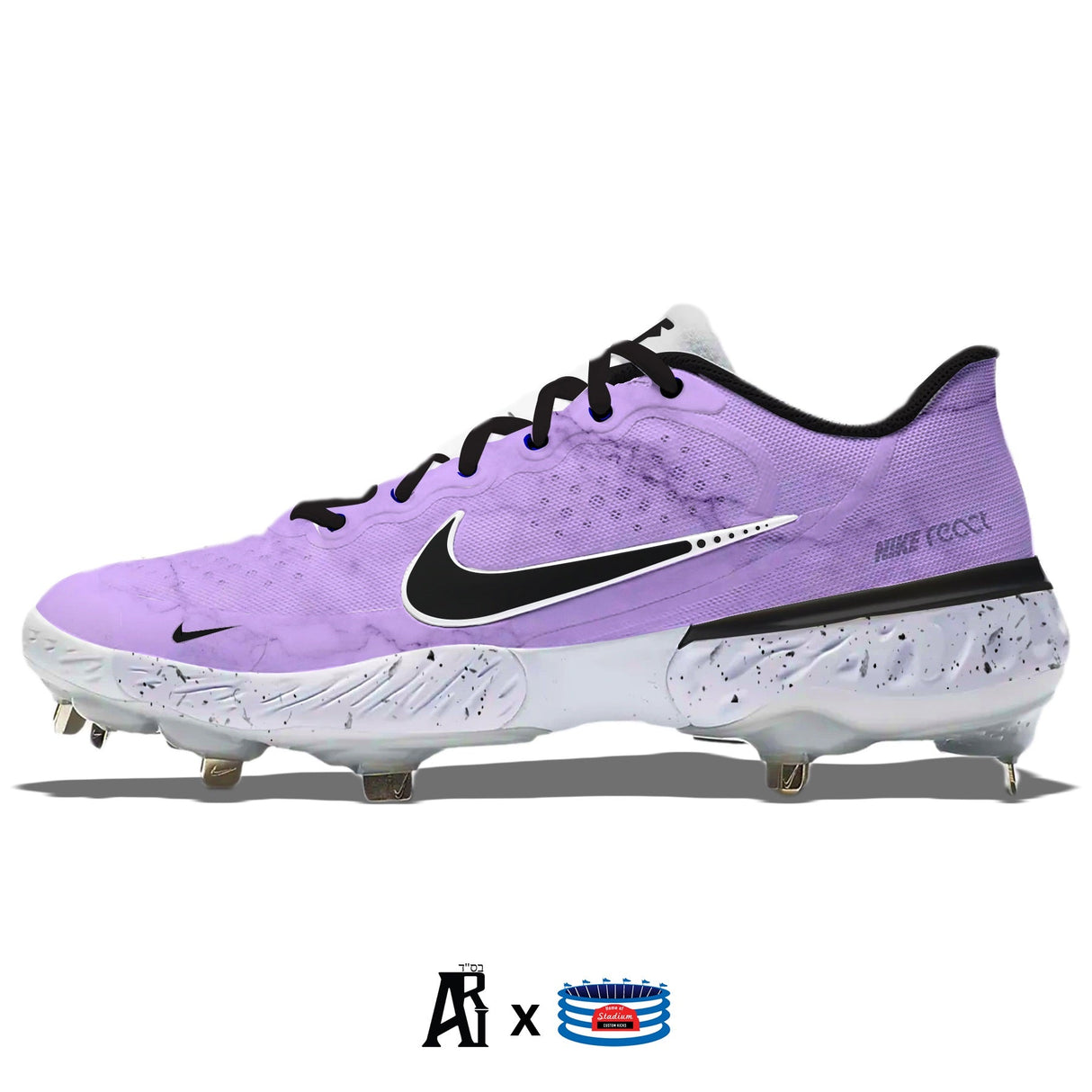 "Purple Marble" Nike Alpha Huarache Elite 3 Cleats by Stadium Custom Kicks