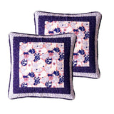 DaDa Bedding Set of 2-Pieces Peachy Blossoms Purple Floral Patchwork Throw Pillow Covers, 18" x 18" - Designed in USA (JHW877) by DaDa Bedding Collection