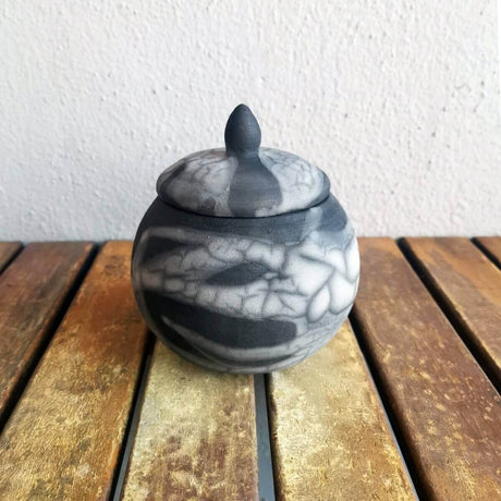 RAAQUU KIOKU Small raku pottery Urn for Remains - 12 oz capacity for child, pet, dog, cat by RAAQUU