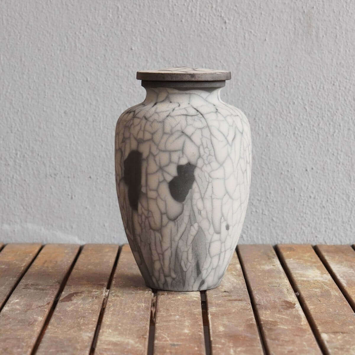 RAAQUU Omoide Ceramic Urn (Pre-Order) for Adult Remains - Raku Pottery 170 cubic inches Unique Handmade Cremation Vessel for Ashes, Pets, Cats, Dogs by RAAQUU