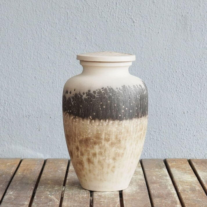 RAAQUU Omoide Ceramic Urn (Pre-Order) for Adult Remains - Raku Pottery 170 cubic inches Unique Handmade Cremation Vessel for Ashes, Pets, Cats, Dogs by RAAQUU