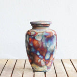 RAAQUU Omoide Ceramic Urn (Pre-Order) for Adult Remains - Raku Pottery 170 cubic inches Unique Handmade Cremation Vessel for Ashes, Pets, Cats, Dogs by RAAQUU