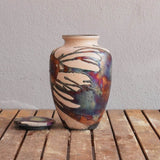 RAAQUU Omoide Ceramic Urn (Pre-Order) for Adult Remains - Raku Pottery 170 cubic inches Unique Handmade Cremation Vessel for Ashes, Pets, Cats, Dogs by RAAQUU