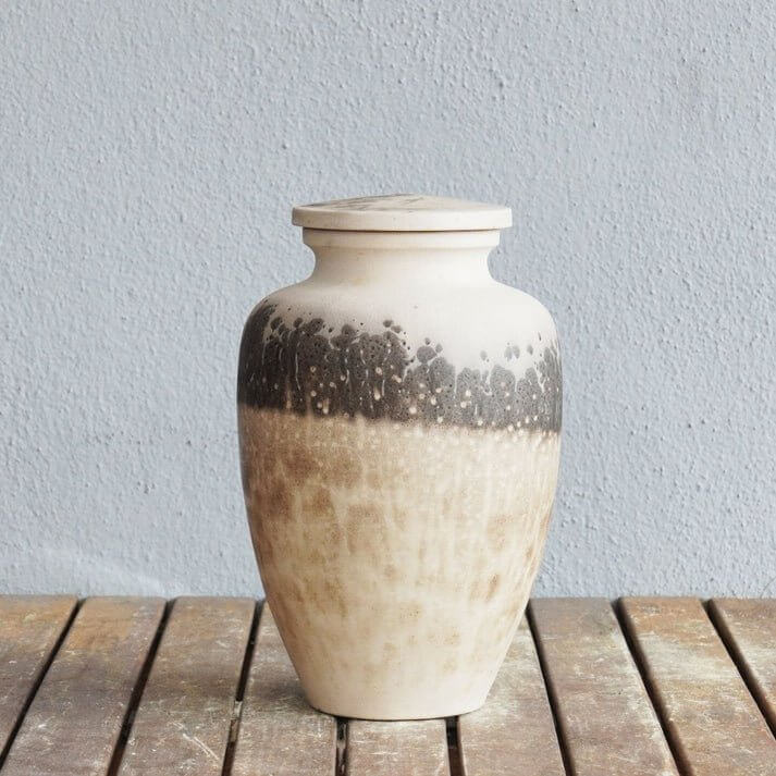 RAAQUU Omoide Ceramic Urn (Pre-Order) for Adult Remains - Raku Pottery 170 cubic inches Unique Handmade Cremation Vessel for Ashes, Pets, Cats, Dogs by RAAQUU