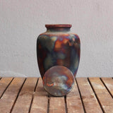 RAAQUU Omoide Ceramic Urn (Pre-Order) for Adult Remains - Raku Pottery 170 cubic inches Unique Handmade Cremation Vessel for Ashes, Pets, Cats, Dogs by RAAQUU