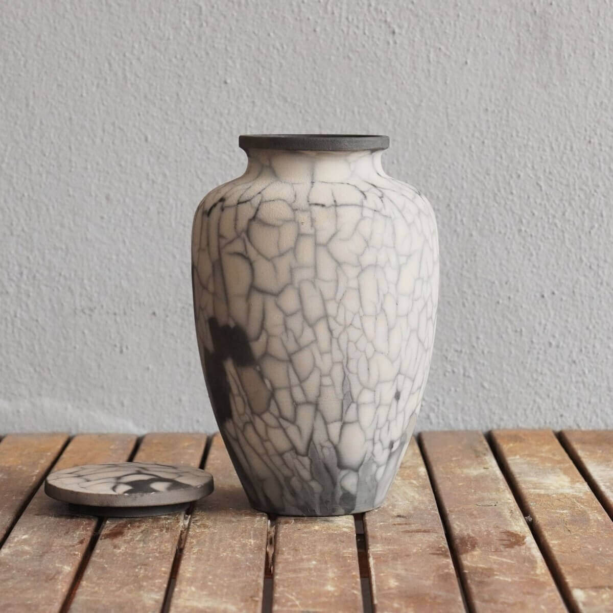 RAAQUU Omoide Ceramic Urn (Pre-Order) for Adult Remains - Raku Pottery 170 cubic inches Unique Handmade Cremation Vessel for Ashes, Pets, Cats, Dogs by RAAQUU