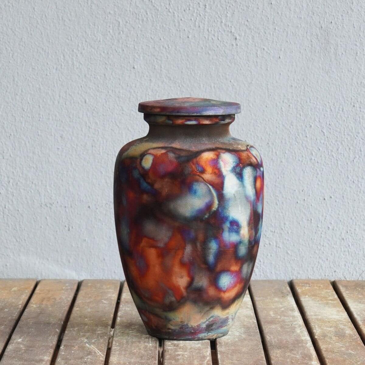 RAAQUU Omoide Ceramic Urn (Pre-Order) for Adult Remains - Raku Pottery 170 cubic inches Unique Handmade Cremation Vessel for Ashes, Pets, Cats, Dogs by RAAQUU