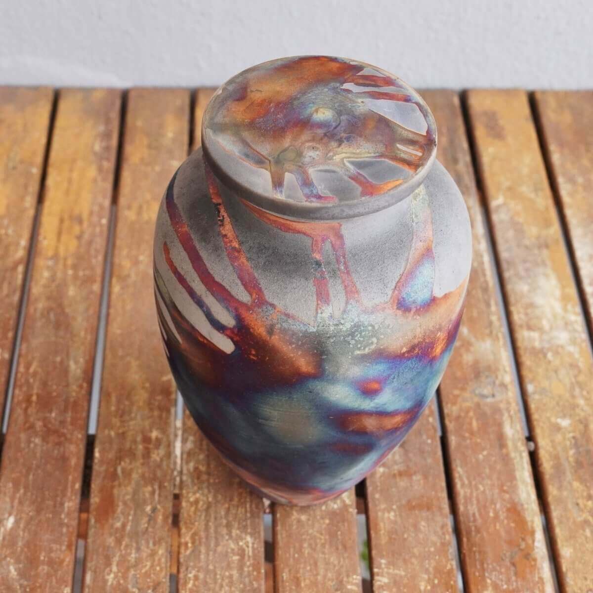 RAAQUU Omoide Ceramic Urn (Pre-Order) for Adult Remains - Raku Pottery 170 cubic inches Unique Handmade Cremation Vessel for Ashes, Pets, Cats, Dogs by RAAQUU