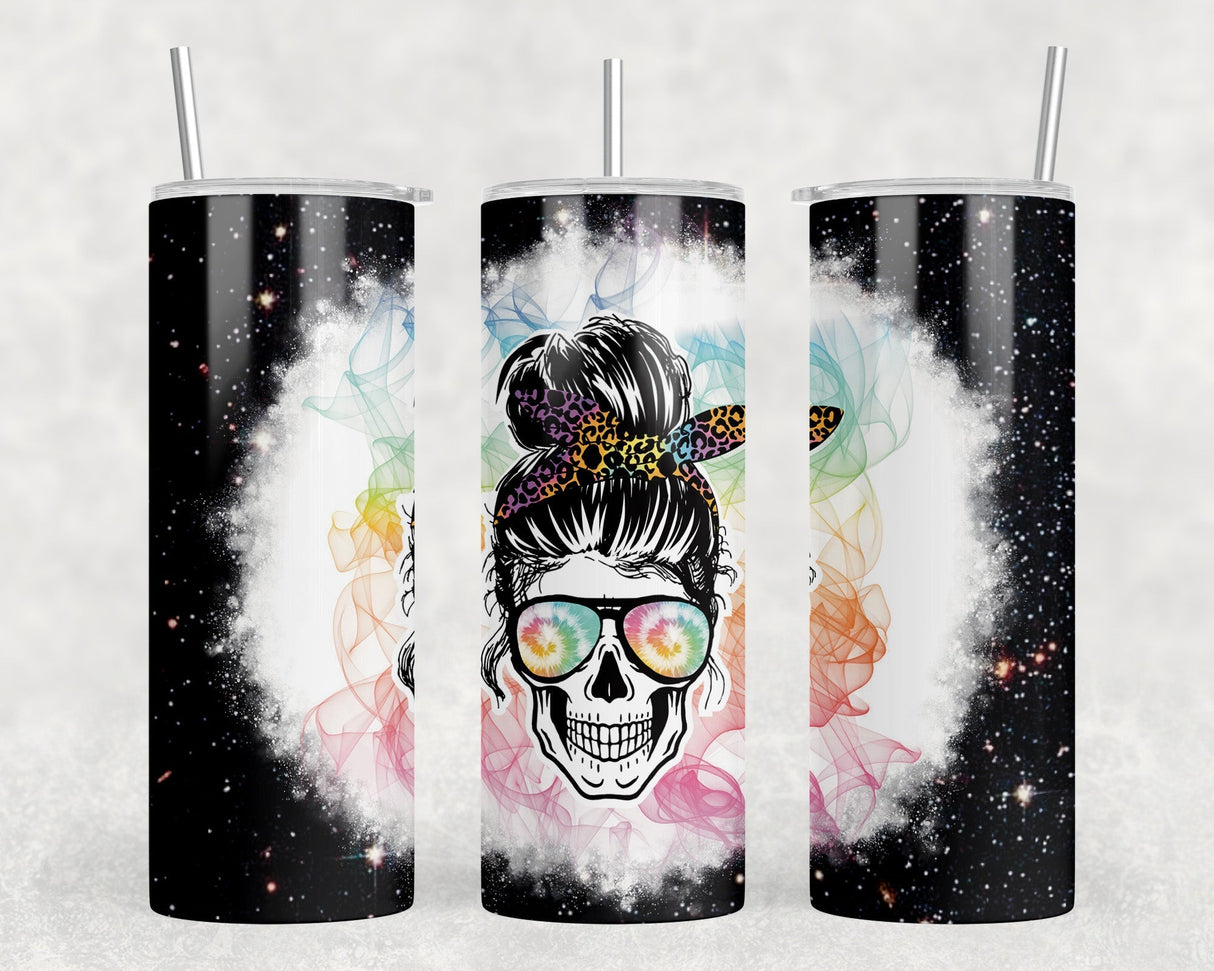 Rainbow Smoke Skull  - 20 oz Steel Skinny Tumbler - Optional Blue Tooth Speaker - Speaker Color will Vary by Rowdy Ridge Co