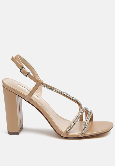 raisins pie diamante embellished block heel sandals by London Rag