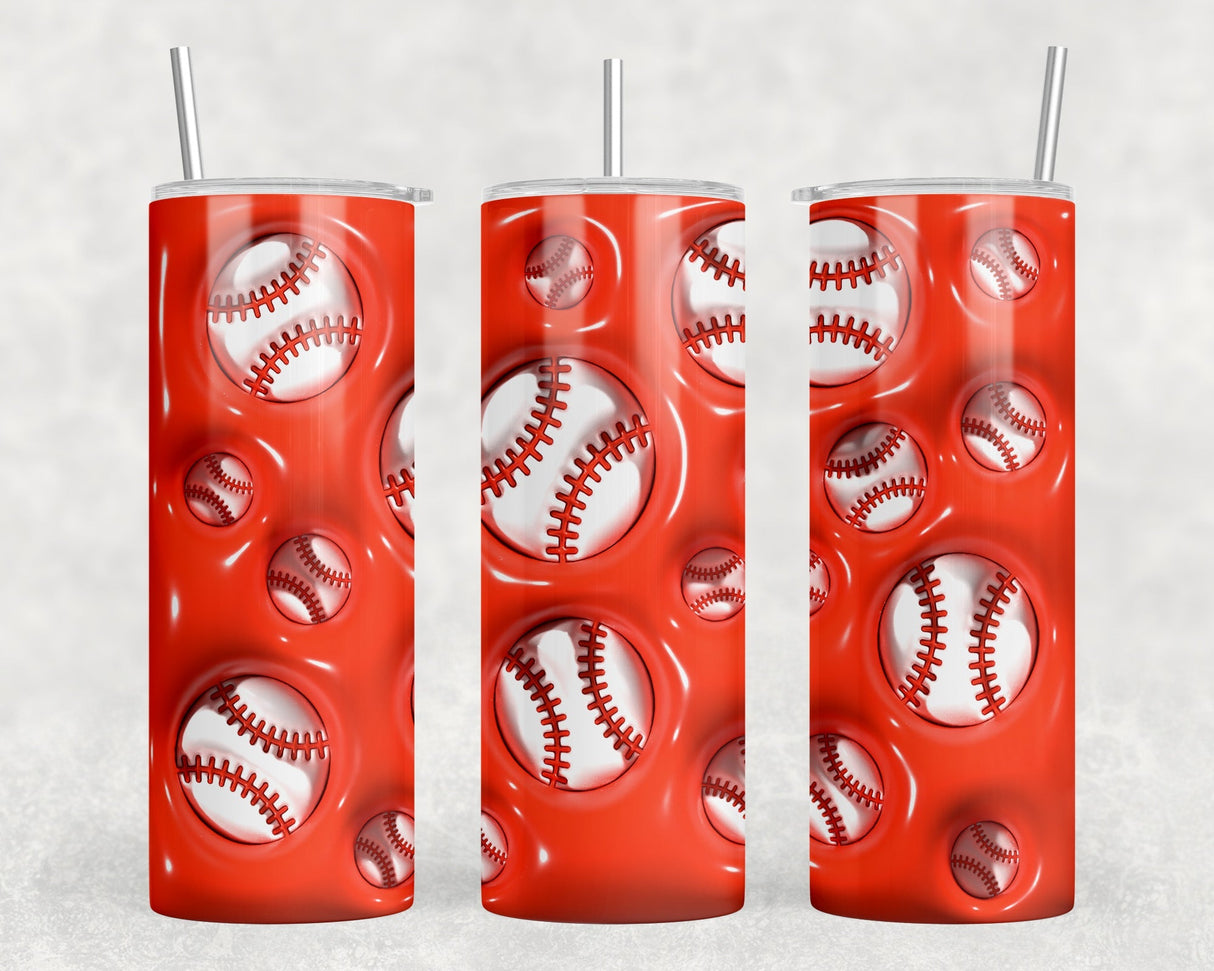 Red Baseball - 20 oz Steel Skinny Tumbler - Optional Blue Tooth Speaker - Speaker Color will Vary by Rowdy Ridge Co