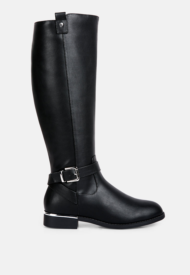 renny buckle strap embellished calf boots by London Rag