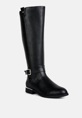 renny buckle strap embellished calf boots by London Rag