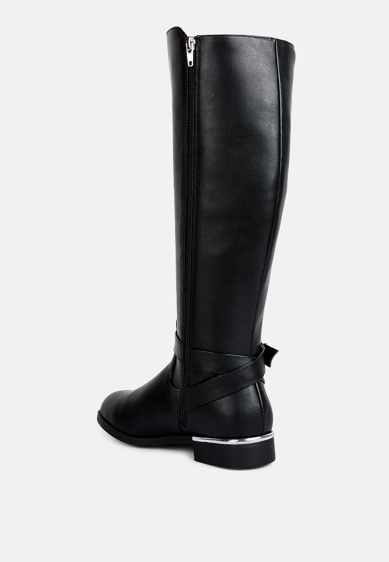 renny buckle strap embellished calf boots by London Rag