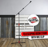 Microphone Stand with Telescoping Boom and Mic Clip Package by GRIFFIN - Tripod Premium Quality by GeekStands.com